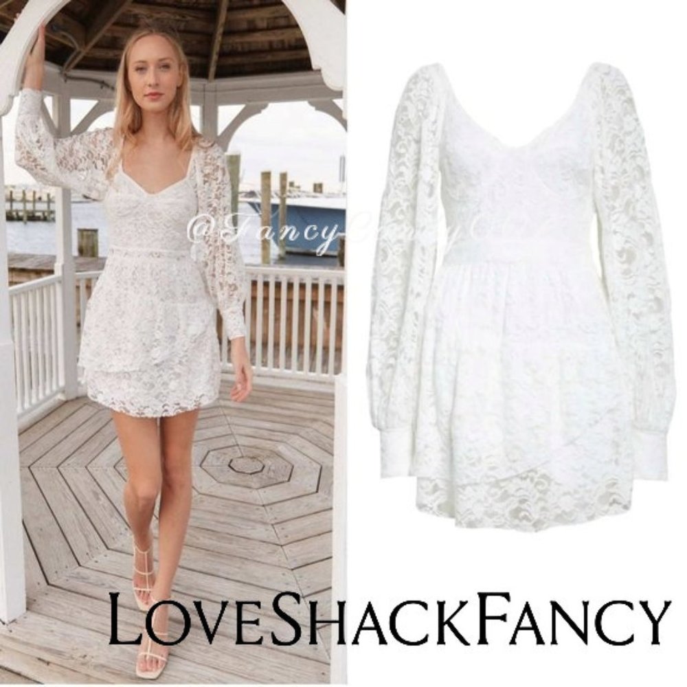 🎀Final Price🎀 LoveShackFancy Alela Embroidered Lace Mini Dress, Size 8 White